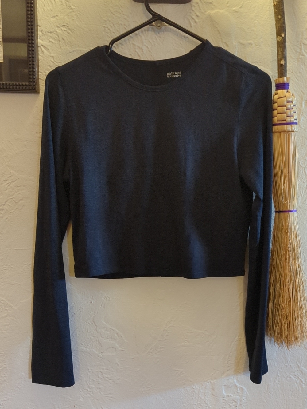 girlfriend collective Navy Long Sleeve Cropped Tee